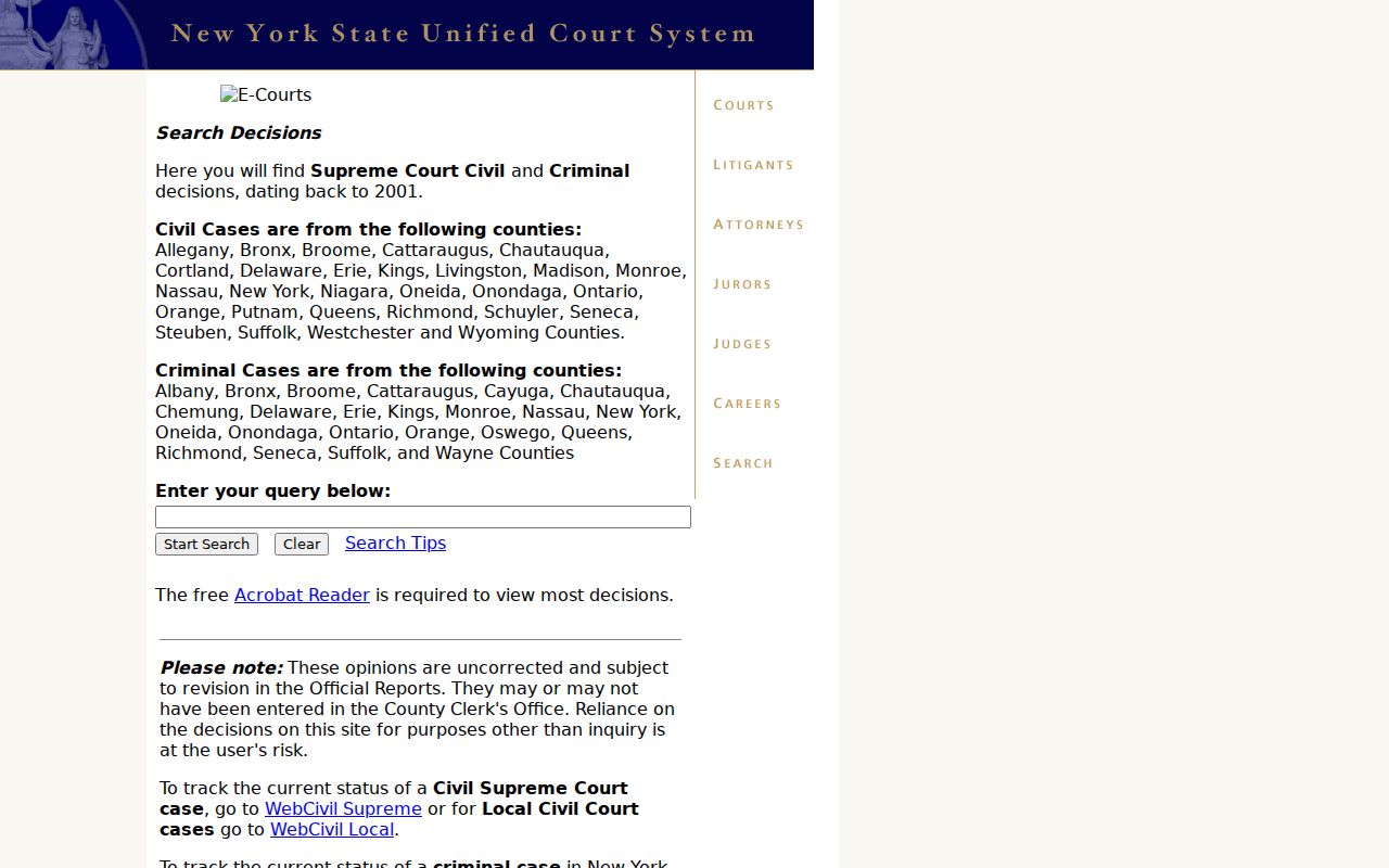 Town of Union residents directory court decision search source